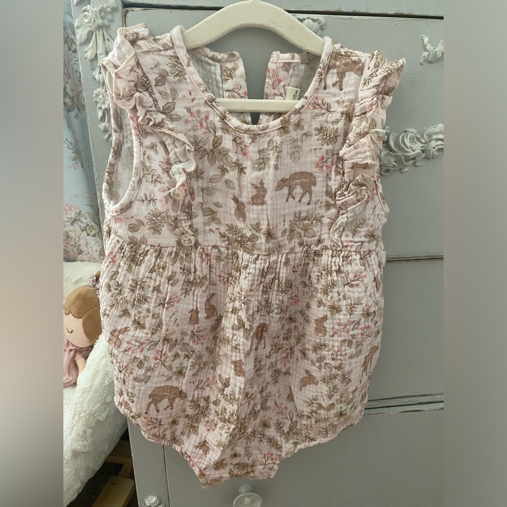 Baby girls pink bubble with bunnies